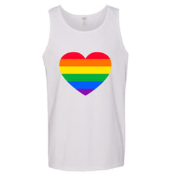 LGBTQ Colourful Rainbow Gay Pride Heart Men White Basic Tank Top Singlet Shirt - L