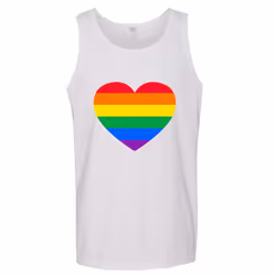 LGBTQ Colourful Rainbow Gay Pride Heart Men White Basic Tank Top Singlet Shirt - XL