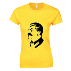 Joseph Stalin Soviet Union Russian Socialist Ladies Women Yellow T Shirt Tee Top - 2XL