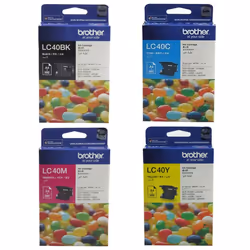 Brother LC-40 Black Cyan Magenta Yellow 4 Ink Cartridge LC40 Value Pack