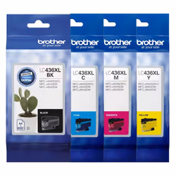 Brother LC436XL Black Cyan Yellow Magenta High Yield 4 Ink Cartridge Value Pack