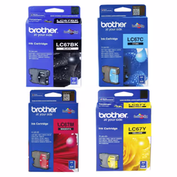 Brother LC67 Black Cyan Yellow Magenta 4 Ink Cartridge Toner Value Pack