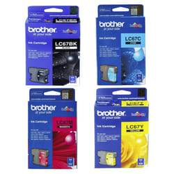 Brother LC67 Black Cyan Yellow Magenta 4 Ink Cartridge Toner Value Pack