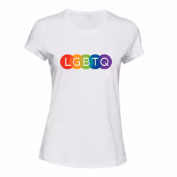 LGBTQ Flag Colourful Rainbow Gay Pride Ladies Womens White T-Shirt Tee Tops - L