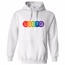 LGBTQ Flag Colourful Rainbow Gay Pride Lesbian White Hoodie Mens Hooded Sweater - 4XL