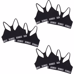 6x Bonds Sports Seamless Racer Back Crop Top Girls Kids Black Bras UXNK2A Bulk - 10-12