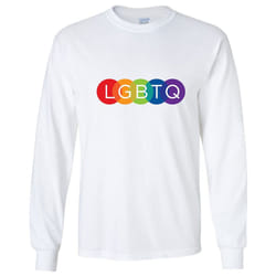 LGBTQ Flag Colourful Rainbow Gay Pride Lesbian Long Sleeve Men White T-Shirt Tee Top - 2XL