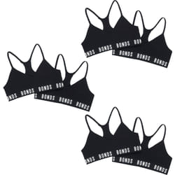 6x Bonds Sports Seamless Racer Back Crop Top Girls Kids Black Bras UXNK2A Bulk - 6-8