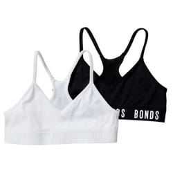 2 Pack Bonds Girls Kids Sports Seamless Racer Black White Back Crop Top Bra UXNK2A - 6-8