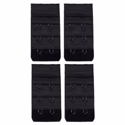 4x Triumph 2 Hook Bra Extender Extension Band Fastener Clip On Strap Black Bulk