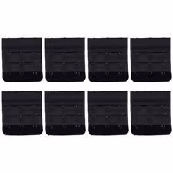 8 Pack Triumph 3 Hook Bra Band Extender Extension Clip On Band Strap Black Bulk