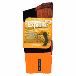 Explorer 1 Pair Original Mens Tough Thick Work Crew Above Ankle Cotton Socks - Yellow, 6-10