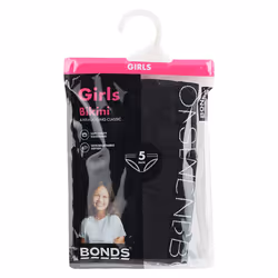 10x Bonds Girls Bikini Kids Black Cotton Briefs Undies Underwear UWCE5A Bulk - 10-12