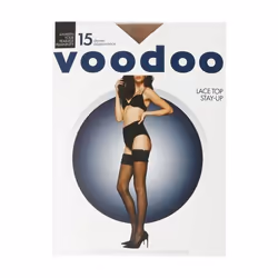2 Pack Voodoo Lace Top Stay-Up Stockings Pantyhose Tights Nude Beige HXLF1N Bulk 15 Denier Leggings - Average-Tall