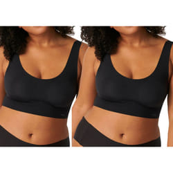 2x Sloggi Zero Feel Invisible Comfort Womens Wire Free Bra Crop Top Black Padded - L