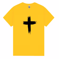 Faith Jesus Cross Christian Christ Religion T-Shirt Daisy Yellow Tee Tops Mens - S