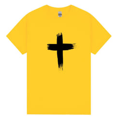 Faith Jesus Cross Christian Christ Religion T-Shirt Daisy Yellow Tee Tops Mens - 2XL
