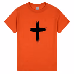 Faith Jesus Cross Christian Christ Religion T-Shirt Antique Orange Mens Tee tops - L