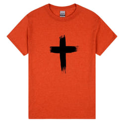 Faith Jesus Cross Christian Christ Religion T-Shirt Antique Orange Mens Tee tops - L