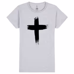Faith Jesus Cross Christian Religion Ladies Women Sport Grey T-Shirt Tee Tops - M