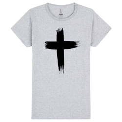 Faith Jesus Cross Christian Religion Ladies Women Sport Grey T-Shirt Tee Tops - XL