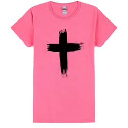Faith Jesus Cross Christian Religion Ladies Womens Pink T-Shirt Tee Tops - XL