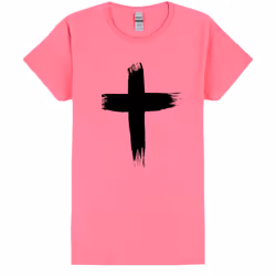 Faith Jesus Cross Christian Religion Ladies Womens Pink T-Shirt Tee Tops - S