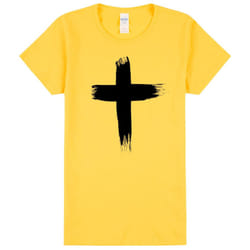 Faith Jesus Cross Christian Religion Ladies Womens Yellow T-Shirt Tee Tops - XL