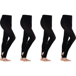 4 Pack Bonds Stirrup Tights Womens Stockings Pantyhose Leggings 100 Denier Black HXKC1N Bulk - L-XL