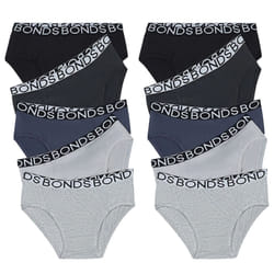 10x Bonds Boys Briefs Kids Comfy Cotton Undies Underwear Black Grey UWBT5A Bulk Multi Assorted - 10-12