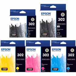 Epson 302 Ink Cartridge Toner 5 Colours Value Pack Black Photo Cyan Magenta Yellow Genuine Original