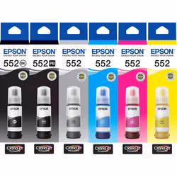 Epson T552 EcoTank 552 Ink Toner Bottle Value Pack Black Photo Grey Cyan Magenta Yellow Genuine Original
