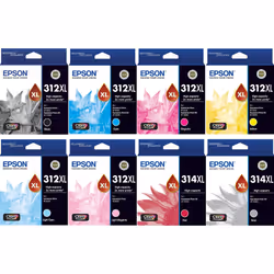 Epson 312XL 314XL Claria 8 Ink Cartridge Value Pack Genuine Original Black Cyan Magenta Yellow Light Cyan Light Magenta Red G ...