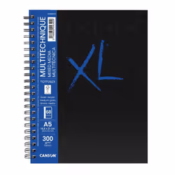 Canson XL Book, Black, Blue, A5 (148 x 210 mm), 300 g/m², 34 sheets