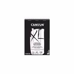 XL Black Drawing 150gsm A3 Paper, Double Sided: Grained & Smooth, Spiral Pad Short Side, 40 Black Sheets, Ideal for Professio ...