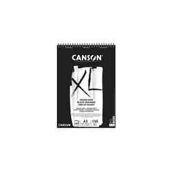 XL Black Drawing 150gsm A3 Paper, Double Sided: Grained & Smooth, Spiral Pad Short Side, 40 Black Sheets, Ideal for Professional Artists &