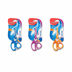 Maped Zenoa Fit, Figure cut, Set, Blue, Orange, Pink, Stainless steel, Office scissors, Right-handed
