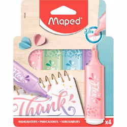 Maped Flex 740308, Fine/Medium, 4 colours, Assorted colours, Pastel, Brush tip, 1 mm, 5 mm