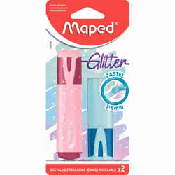 Maped Fluo Peps Classic Pastel Glitter Highlighters x2, 2 pc(s), Multicolour, Multicolour, Blister