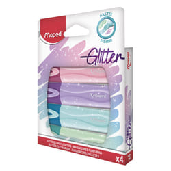 Maped Pastel Glitter Highlighters (Pack of 4 Assorted Colours), 742046