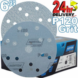 Norton Pro Plus P120 Grit 15 Hole A975 6" 150mm Abrasive Self Grip Sanding Discs