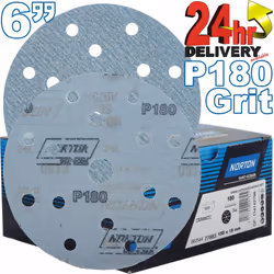 Norton Pro Plus P180 Grit 15 Hole A975 6" 150mm Abrasive Self Grip Sanding Discs