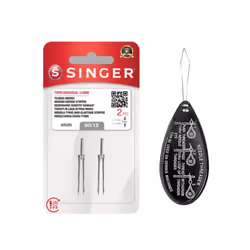 Singer Twin Universal 2025 Sewing Machine Needles, 3.0mm, Size 80/12