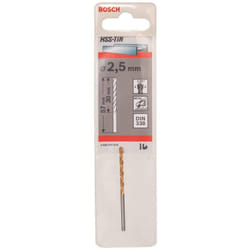 Bosch 2608596676 DIN338 Metal HSS-Tin Drill Bit, 2.5mm x 30mm x 57mm