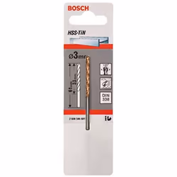 Bosch 2608596681 DIN338 Metal HSS-Tin Drill Bit, 3.0mm x 33mm x 61mm, Silver