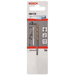 Bosch 2608596681 DIN338 Metal HSS-Tin Drill Bit, 3.0mm x 33mm x 61mm, Silver