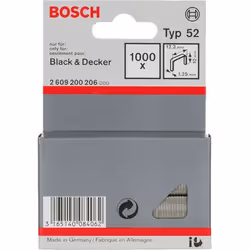 Bosch 2 609 200 206, Staples pack, 1 cm, Fixing, 1.23 cm, 1000 staples, Stainless steel