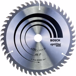 Bosch 2608640614 Optiline Wood Circular Hand Saw Blade, 190mm x 2.6mm x 20mm, 48 Teeth, Silver
