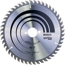 Bosch 2608640620 Optiline Wood Circular Hand Saw Blade, 200mm x 2.8mm x 30mm, 48 Teeth, Silver