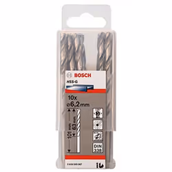 Bosch 2608595067 Din338 HSS-G Metal Drill Bit, 6.2mm x 63mm x 101mm, Silver
